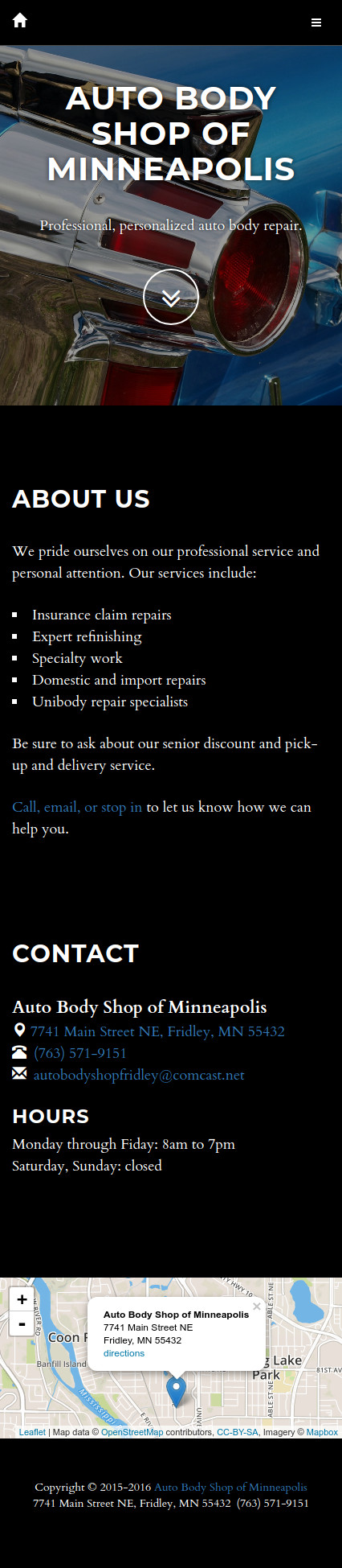 Auto Body Shop of Minneapolis website screenshot
