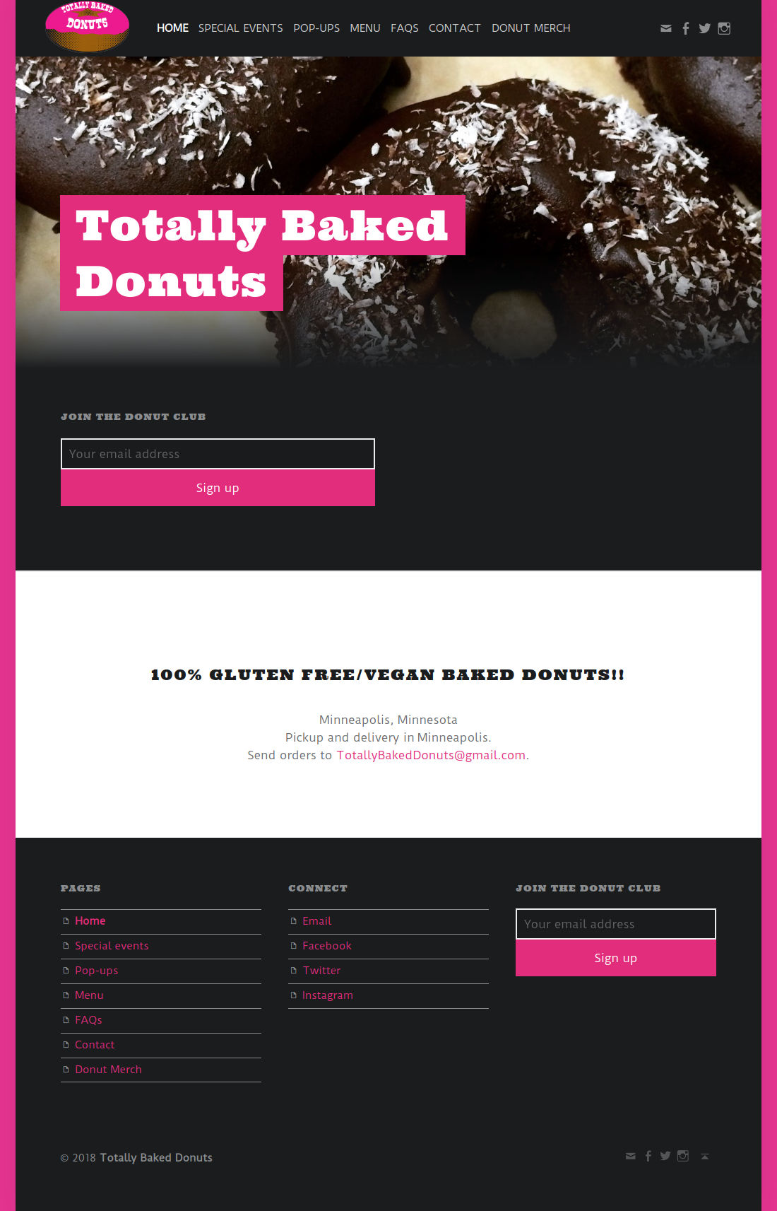 Totally Baked Donuts website screenshot